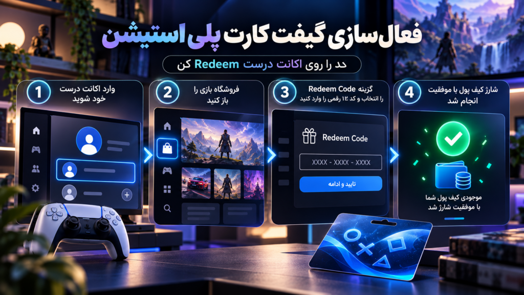 آموزش فعال سازی گیفت کارت پلی استیشن و Redeem کد در PS5 و PS4