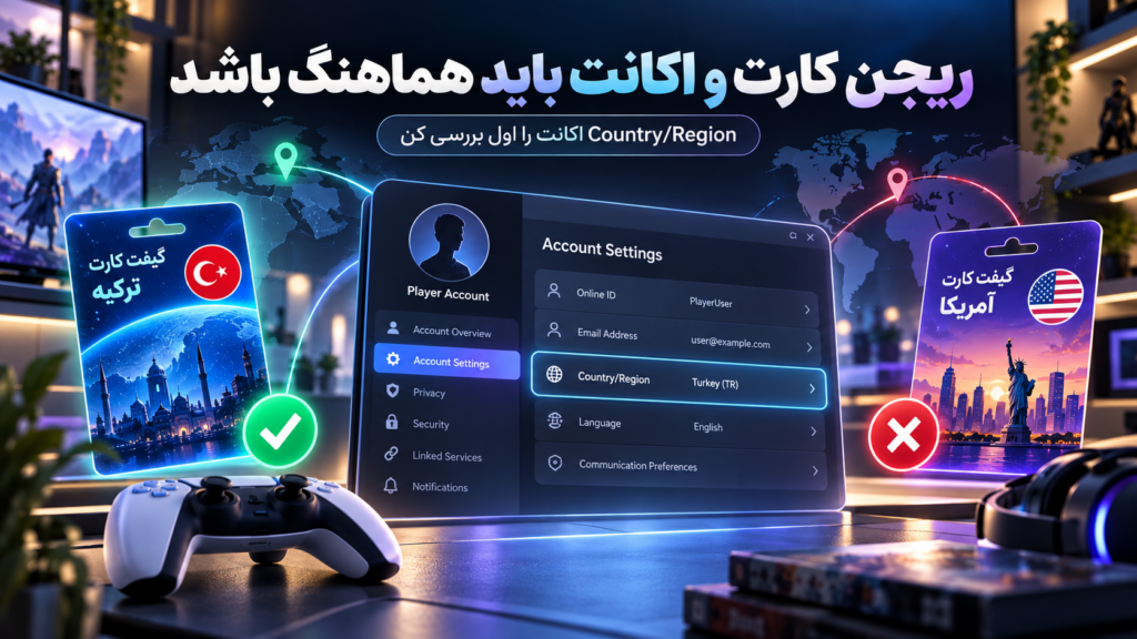 بررسی ریجن گیفت کارت پلی استیشن و Country Region اکانت قبل از خرید